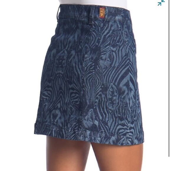 7 for All Mankind Zebra Button Down High Rise Mini Denim Jean Skirt Size 26 - Picture 3 of 9